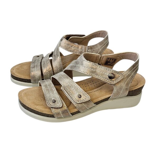 Clarks Collection Calenne Clara Sandals, Comfort, Bronze Metallic, Womens 7.5 - Picture 1 of 8